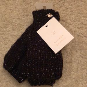 NWT Lauren Conrad fold back mittens, black shimmer